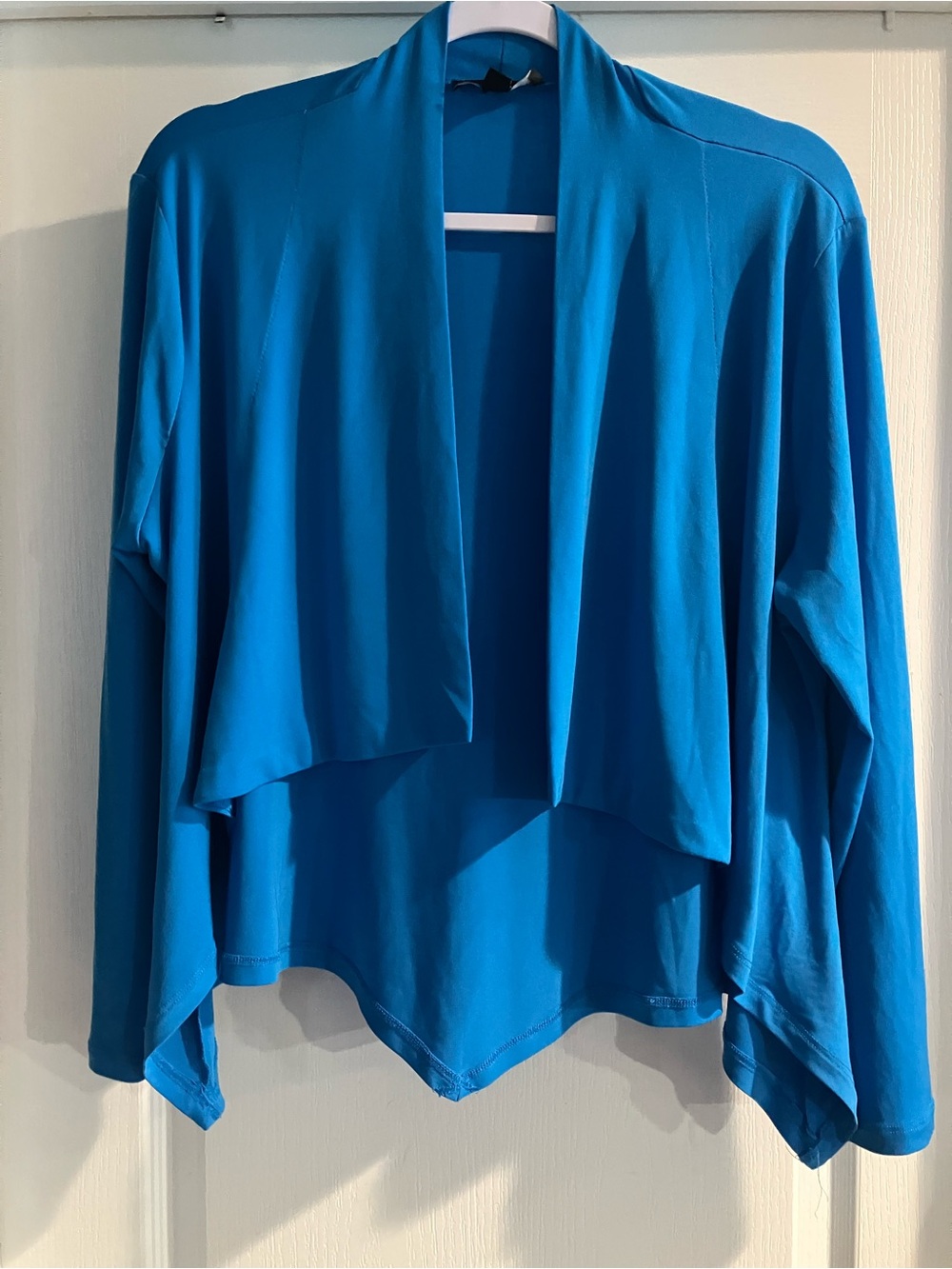 Women’s Draped Open-Front Cardigan- Teal Blue
